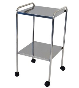 Mesa Auxiliar em Aço Inox 40x40x80cm Rodízio S-0840-E Salutem Móveis Hospitalares